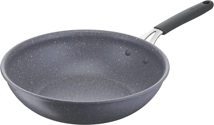 Minerale Wokpan Koekenpan Gezond Koken Versterkte Antiaanbaklaag 28 cm Grijs