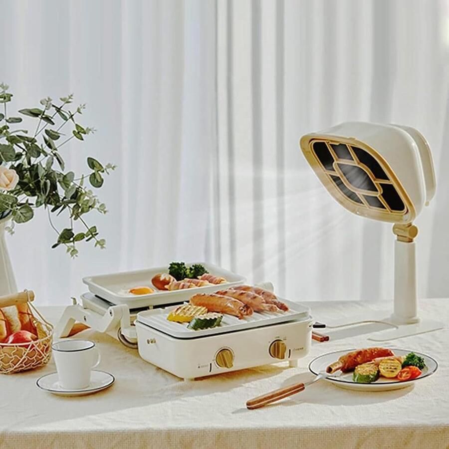 Mini Afzuigkap Tafel Ventilatie Koken Geuren Verwijderen Sterke Zuigkracht 30x22x40cm Wit