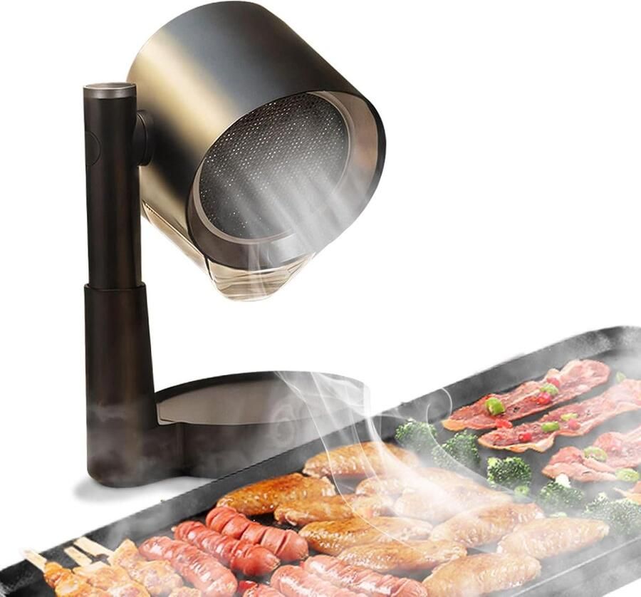 Mini afzuigkap voor de keuken draagbaar met hoogteverstelling 3 snelheden en convectie werking zonder afvoerslang ideaal voor inductie BBQ en campergebruik