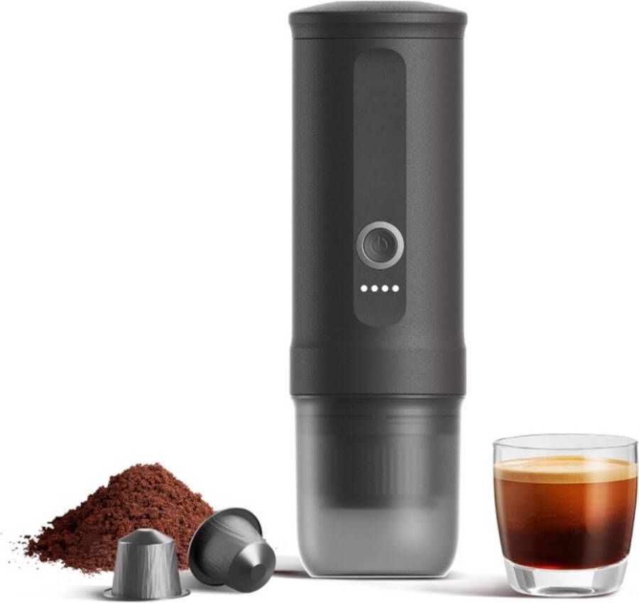 Mini Automatic Espressomachine Koffiemachine Draagbare Handmatige Espresso Machine met 3-4 min. Zelfopwarming 20 bar 80ml voor Kantoor Fietsen Hiking ‎7 x 7 x 23 cm Ruimte Grijs