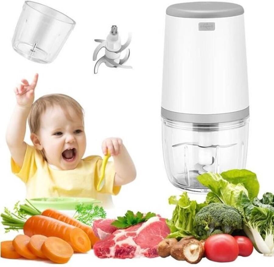 Mini babyblender mini keukenmachine 300 ml babyblender mini elektrische hakmolen mini keukenmachine met USB-oplaadfunctie blender