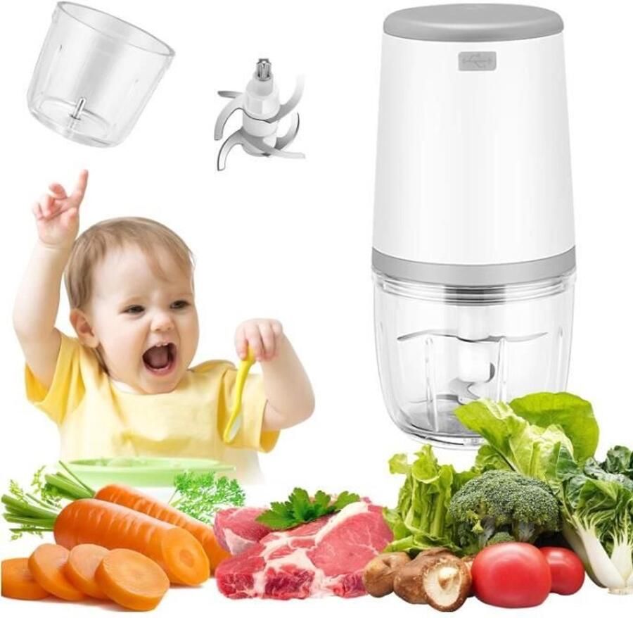 Mini babyvoedingblender mini keukenmachine 300 ml babyvoedingblender mini elektrische snijder mini keukenmachine met USB-oplaadfunctie
