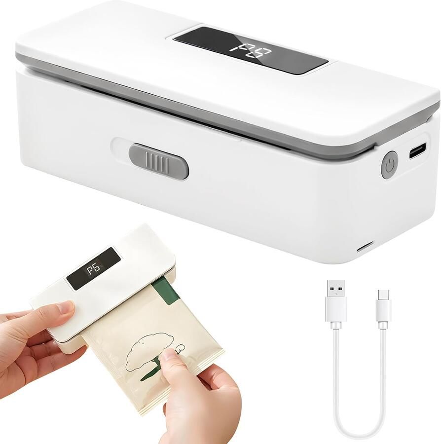 Mini Bag Sealer 11 cm oplaadbaar 8 temperatuurniveaus voor versheid van levensmiddelen Vemera