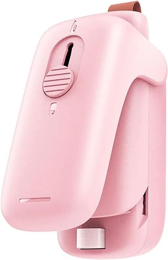Mini Bag Sealer 2 in 1Handheld Heat Vacuum Sealer en Cutter met Lanyard Voedselbeschermer gebruikt voor het afdichten van plastic zakken om snacks op te slaan Draagbare sluitmachine (roze)
