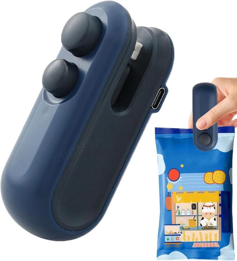 Mini Bag Sealer Zaksluiter Zak Afdichten 2-in-1 Zak Sealer met Snijmes Luchtdicht Zakjes Afdichten & Afsluiten Voor Voedsel & Snacks Vacumeermachine
