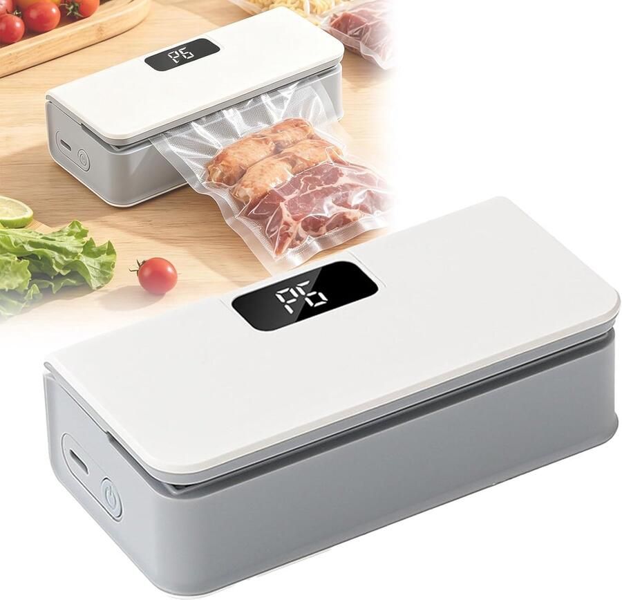 Mini bagsealer met 2-in-1 functie en temperatuurregeling in 6 standen draagbare sealer met magnetische houder voor keuken reizen en vriezen