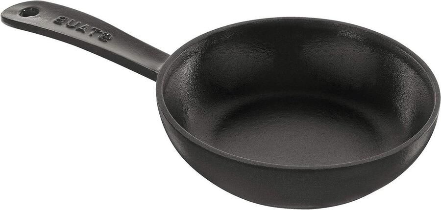 Mini Bakpan Gietijzeren Pan Koken en Bakken Ovenbestendig 16 cm Mat Zwart