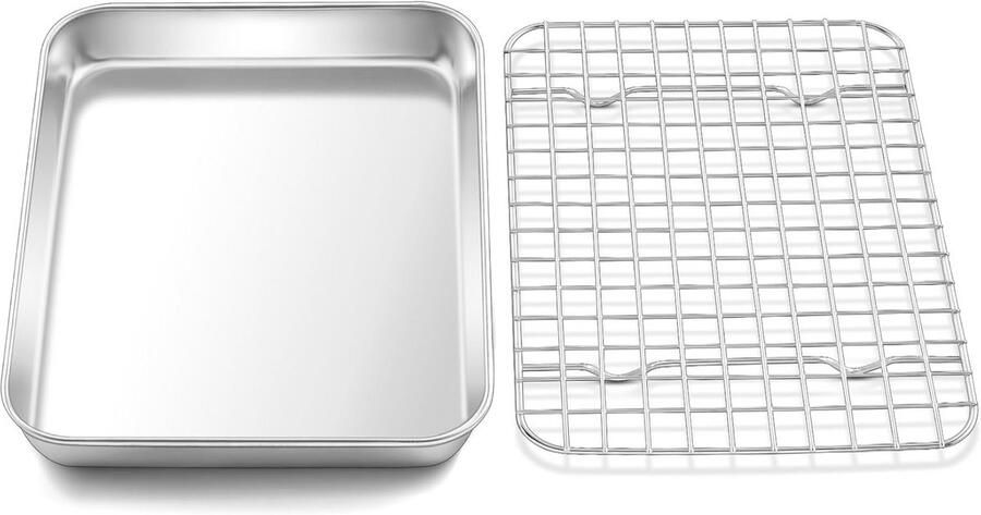 Mini Bakplaat met Koelrooster Roestvrij Staal Ovenplaat 23 7 x 17 7 cm