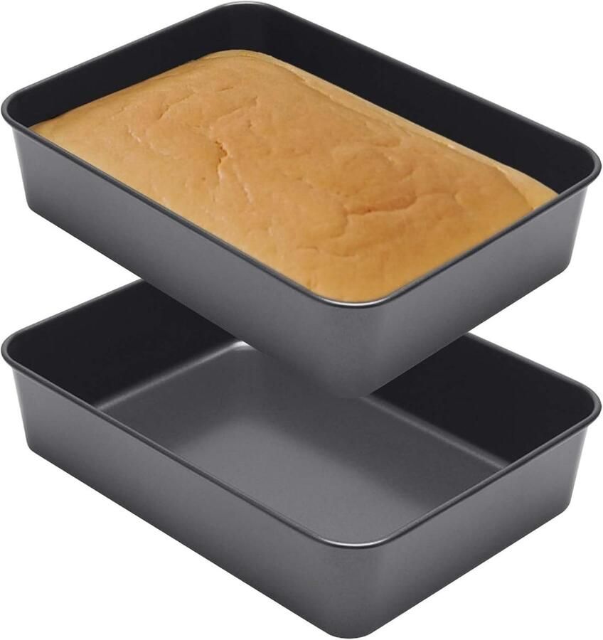 Mini Bakplaten Set van 2 Rechthoekige Anti-aanbak Bakvormen van Roestvrijstaal Vaatwasmachinebestendig 26 x 19 x 6 cm