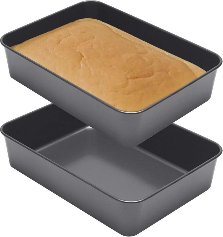 Mini Bakplaten Set van 2 Rechthoekige Anti-aanbak Bakvormen van Roestvrijstaal Vaatwasmachinebestendig 26 x 19 x 6 cm