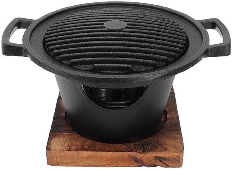 Mini Barbecue Grill Indoor Grill Tafelgrill Gezellig Grillen Niet-klevend Oppervlak 21.5 cm Diameter Zwart