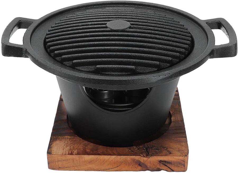 Mini Barbecue Grill Indoor Grill Tafelgrill Gezellig Grillen Niet-klevend Oppervlak 21.5 cm Diameter Zwart
