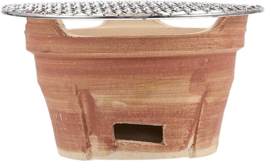 Mini Barbecue Grill Kookplaat Houtskool Outdoor Koken Compact Lichtgewicht 18.5 cm Bruin