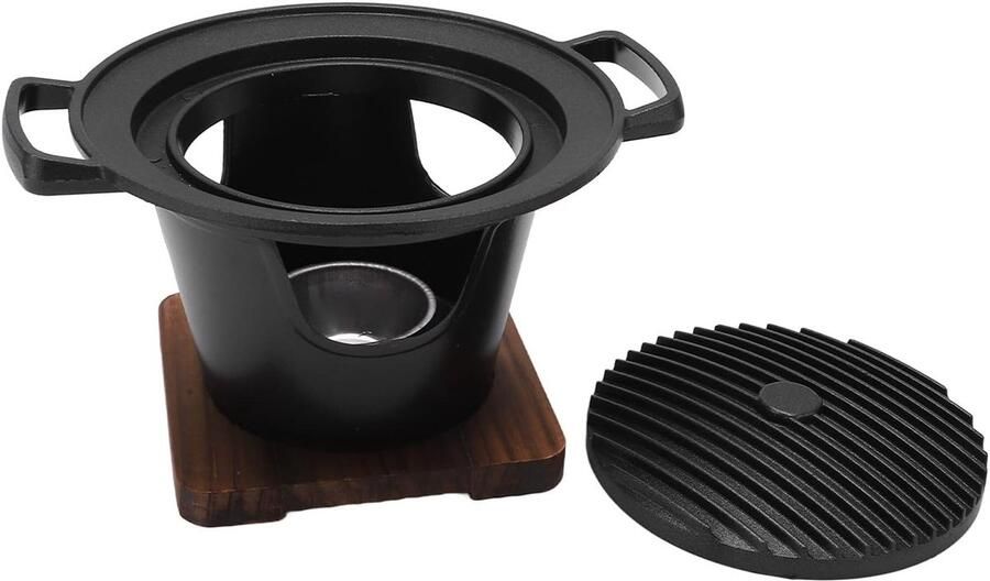 Mini Barbecue Grill Draagbare Houtskoolgrill Buiten Koken Keramische Warmteverdeling 17.5 cm Diameter Zwart