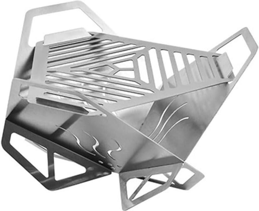 Mini BBQ Grill Compacte Kookplaat Outdoor Koken Roestvrij Staal Draagbaar Formaat Zilverkleurig