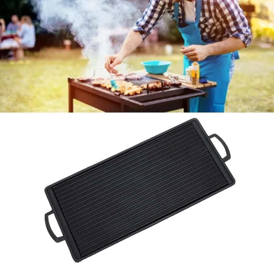 Mini BBQ Grill Houtskool Barbecue Buiten Koken Snelle Verwarmingsfunctie 38x18cm Zilver