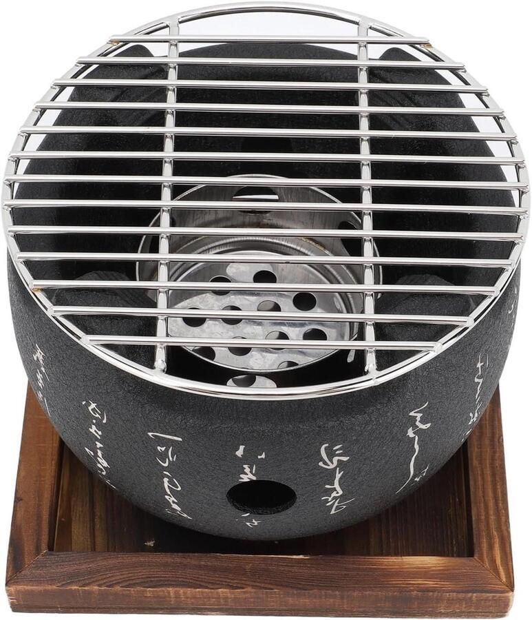 Mini BBQ Grill Japanse Grill Buiten Koken Compact Ontwerp 22 x 21 x 15 cm Zwart