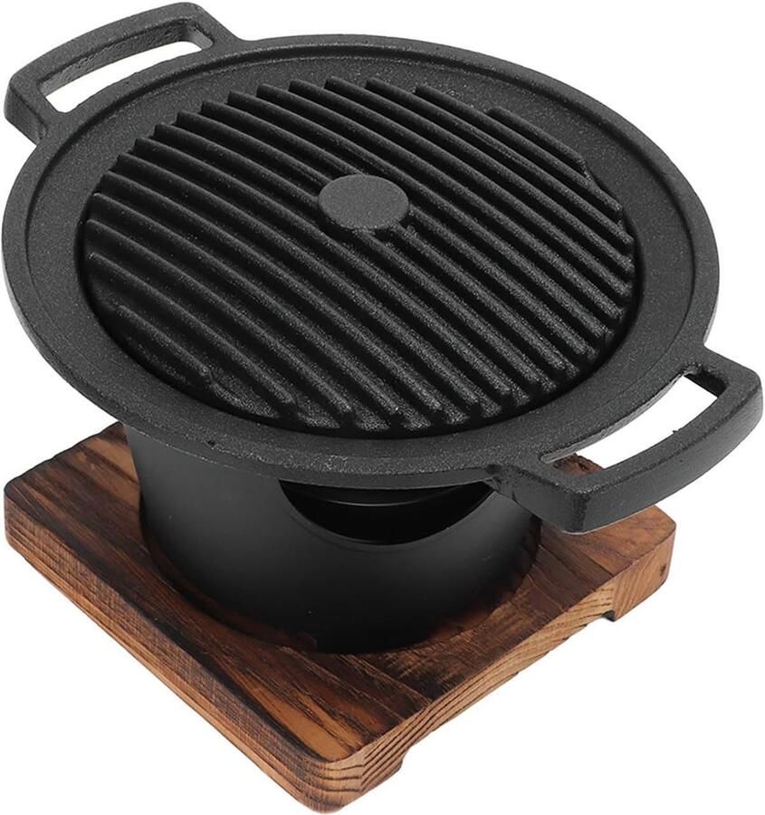Mini BBQ Grill Koreaanse Grill Houtskool Grill Snel Koken Rookloos Ontwerp voor één Persoon Bruin