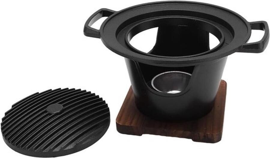 Mini BBQ Grill Tafel Grill Buiten Koken Keramische Warmtebehoud 17.5 cm Diameter Zwart