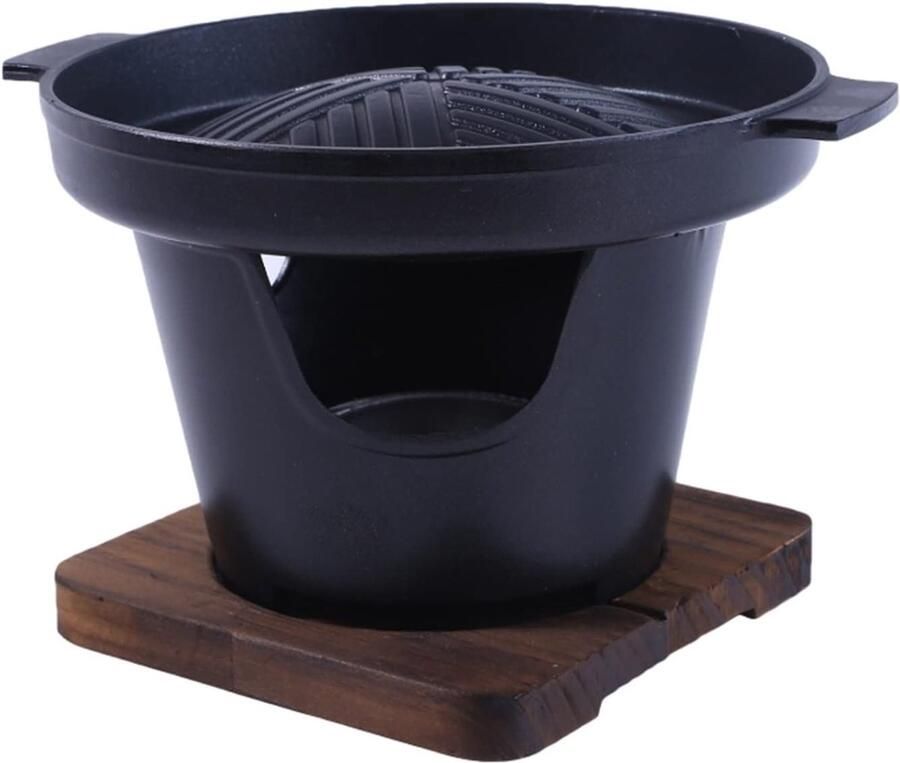 Mini BBQ Grill Tafelgrill Persoonlijke Grill Buiten Koken Rookvrij Ontwerp 24 x 12 cm Zwart