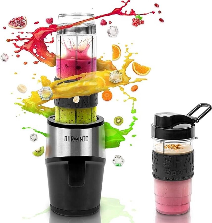 Mini Blender 500W – Smoothiemaker met 570ml & 400ml Drinkfles Roestvrijstalen Messen BPA-vrij Voor Smoothies Proteïne & Babyvoeding