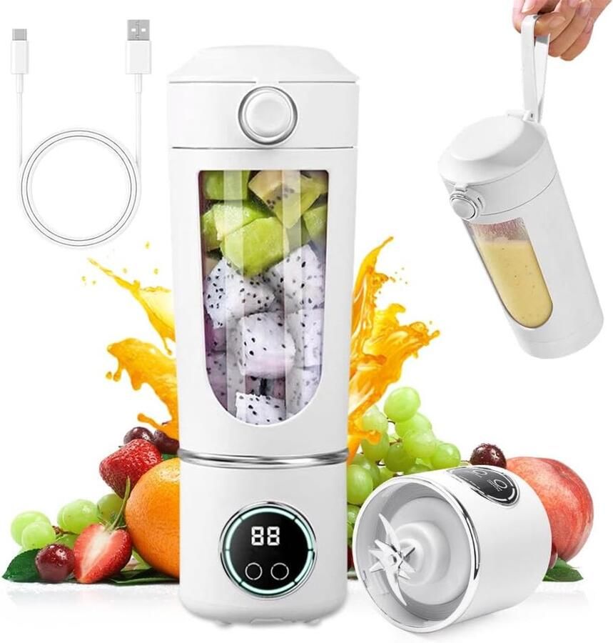 Mini Blender 700 ml Blender To Go Draagbare juicer Smoothie maker Fruitpers Sapmachine Blender draadloos USB Oplaadbaar voor thuis sport outdoor reizen sportschool wit - Foto 1