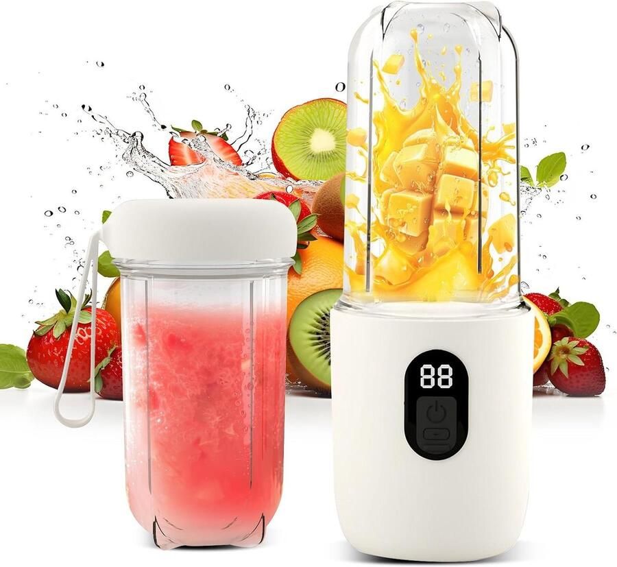 Mini Blender Draagbare Mixer Gezonde Drankjes Maken Krachtige 40W Motor 500 Ml Fles Wit