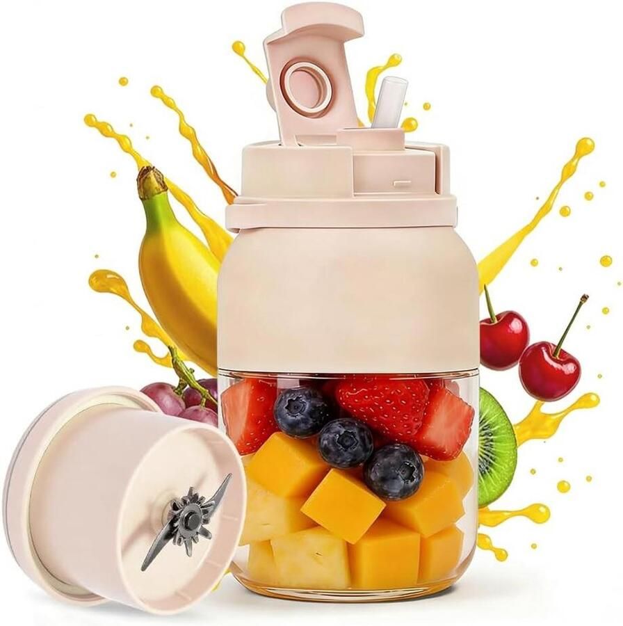 Mini Blender Persoonlijke Blender Gezonde Smoothies Maken Draagbaar en Oplaadbaar 300 ml Wit