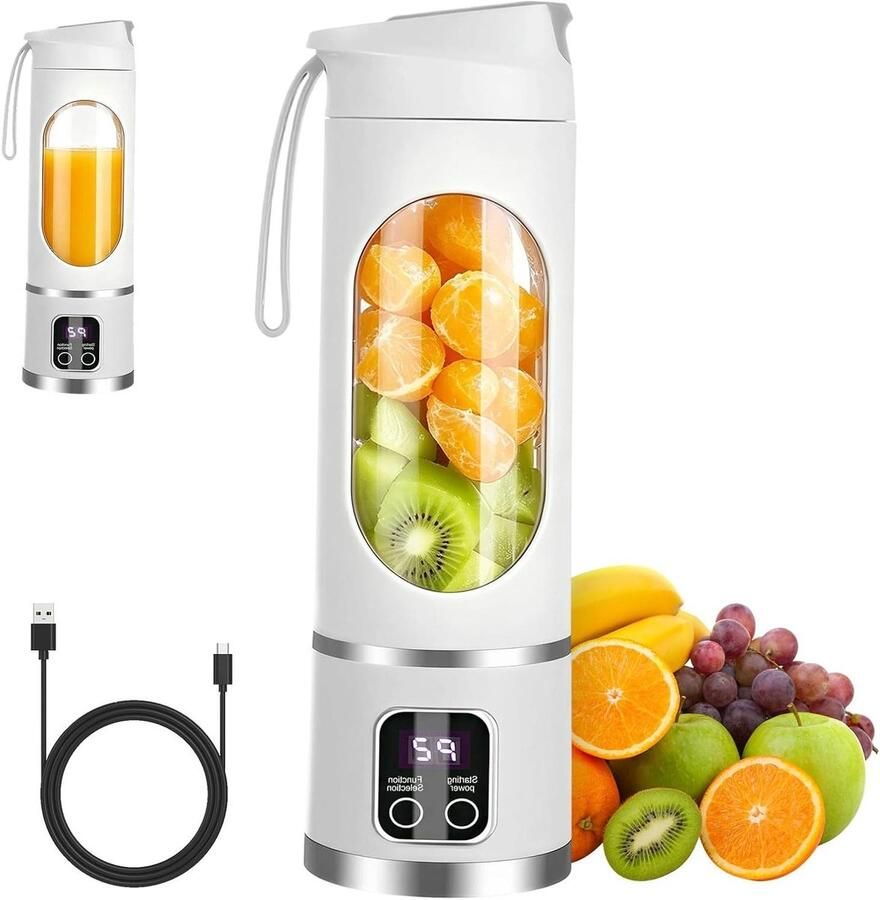 Mini Blender Persoonlijke Blender Smoothies Maken Draagbaar Compact 400 ml Wit