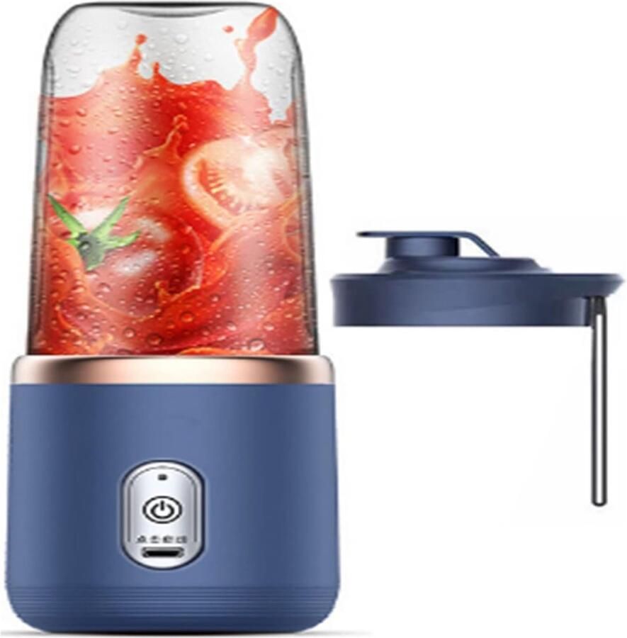 Mini Blender Portable Juicer Gezonde Drankjes Maken 6 RVS Messen 400ml Capaciteit Donkerblauw