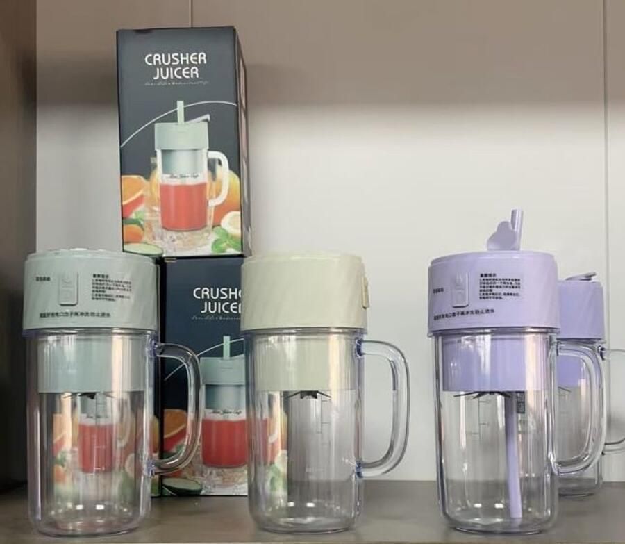 Mini Blender Draagbare Mixer Gezonde Drankjes Maken 6 RVS Bladen 400 ml Bruin