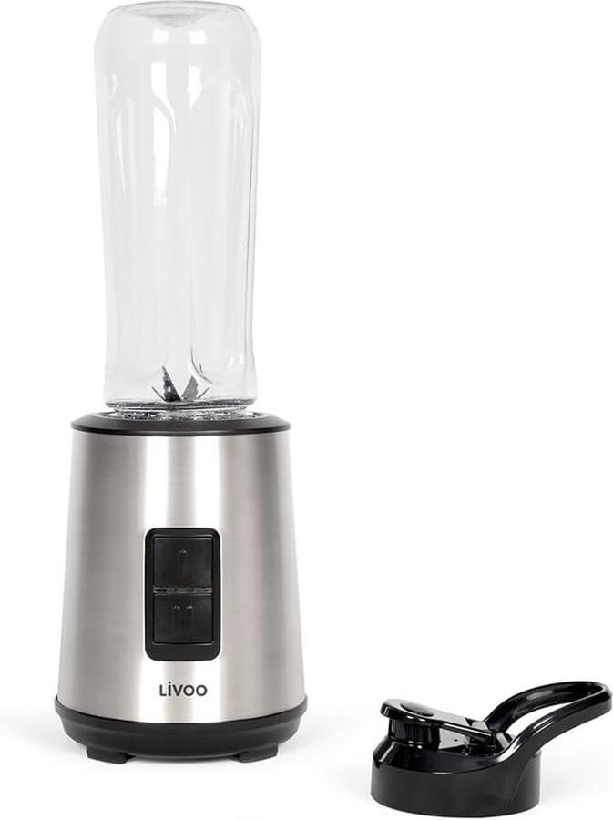 Mini Blender Smoothie Maker Drankjes Maken 4 Roestvrijstalen Bladen 600 ml Zwart