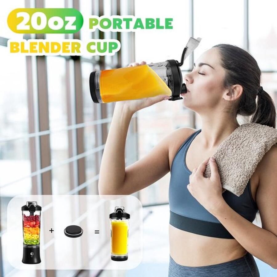 Mini Blender to go Smoothie Maker Draagbare Blender Oplaadbare mini Blender Portable Blender Lichtgewicht Blender draadloos Blender Blenders Blender smoothie Zwart