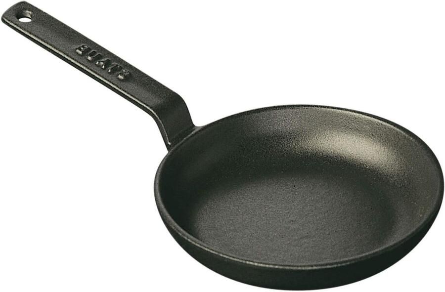 Mini Braadpan Kleine Koekenpan Individuele Porties Gegoten IJzer 12.2 cm Zwart Mat