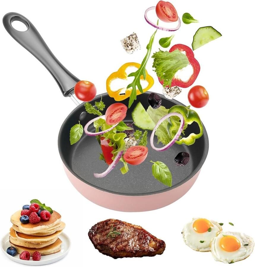 Mini Braadpan Kleine Pan Koekenpan Ontbijt Maken Gietijzer Anti-aanbaklaag 12 cm Roze