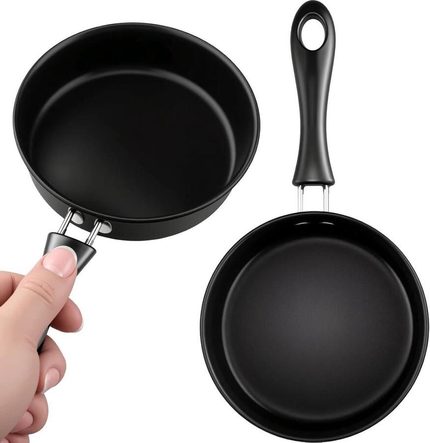 Mini Braadpan Koekenpan Antiaanbak Eieren Bakken Gietijzeren Constructie 12 cm Zwart
