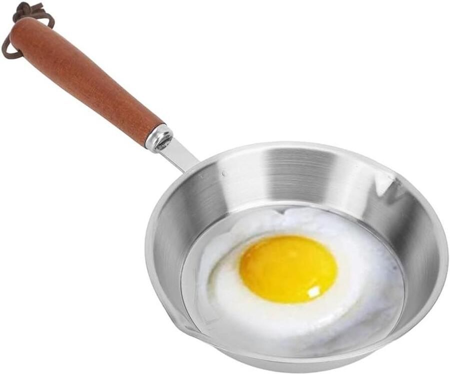 Mini Braadpan Koekenpan Koken Antiaanbaklaag 16CM Zilverkleurig