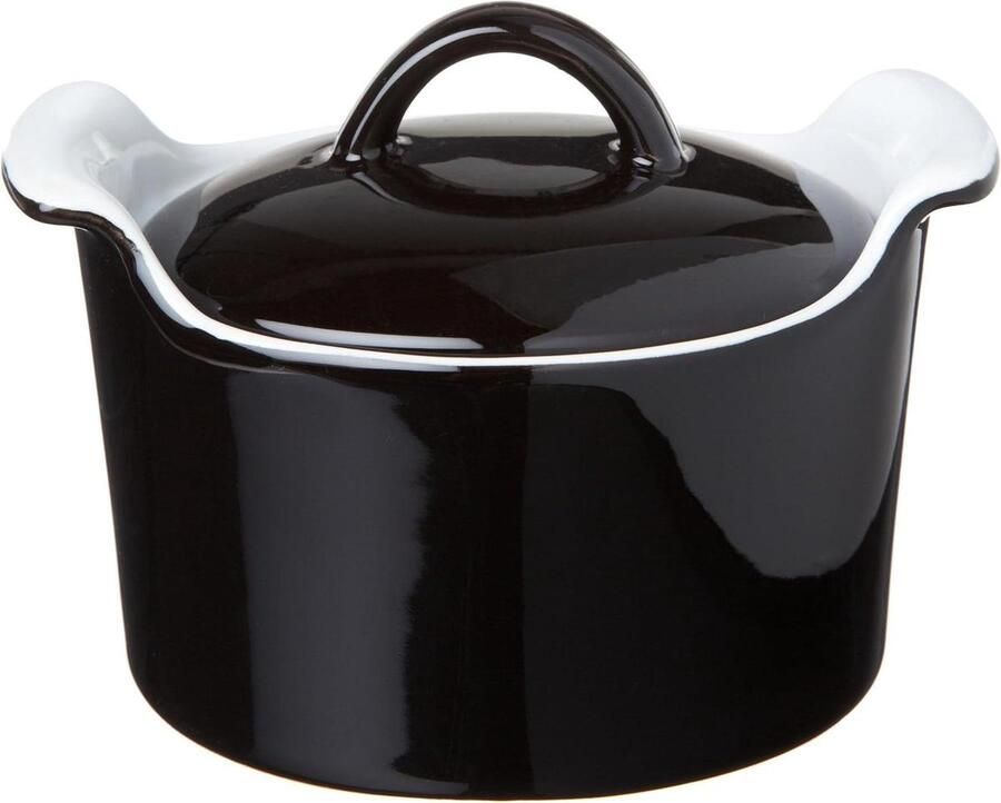 Mini Braadpan Ovenschaal Deksel Portie Serveren Magnetron Oven Geschikt 13 cm Zwart