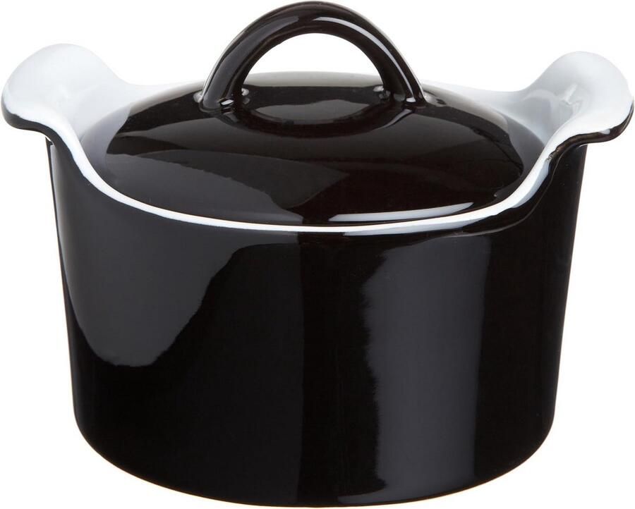 Mini Braadpan Portiepan Deksel Porties Serveren Oven Magnetron Geschikt 13 cm Zwart