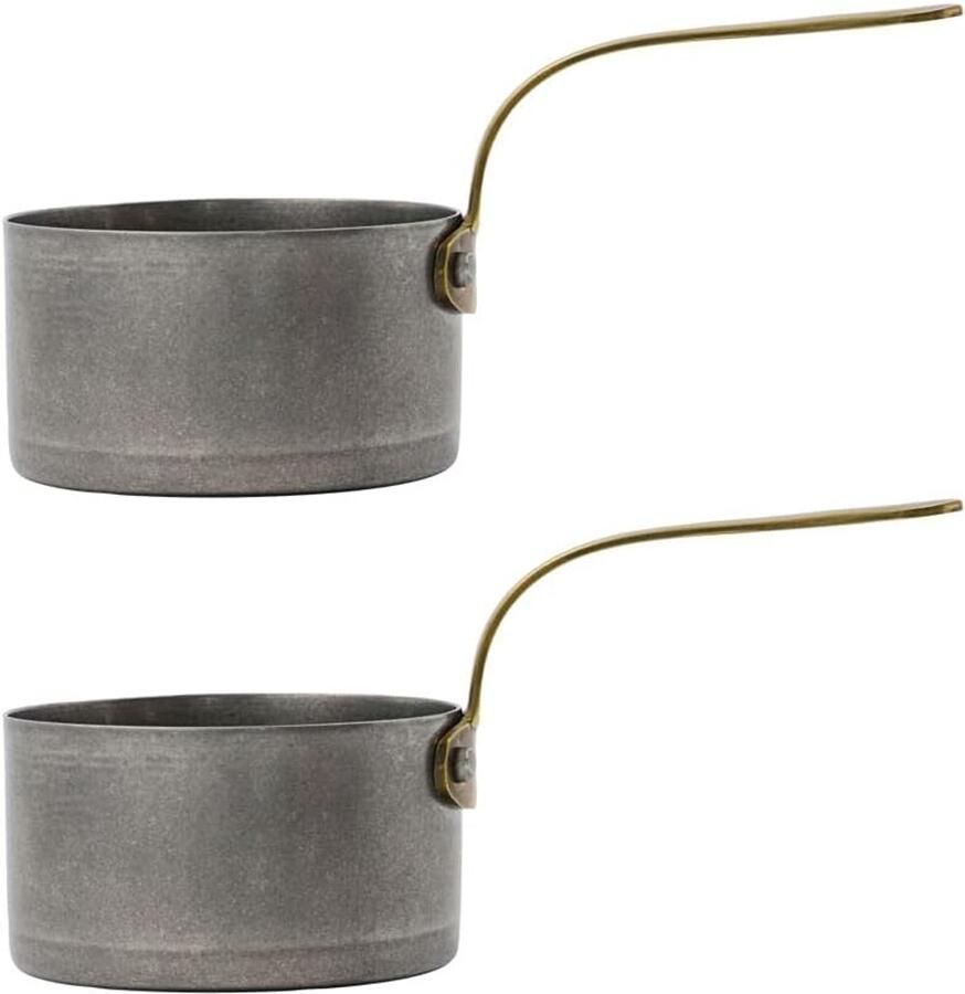 Mini Braadpan Steelpot Presentatie Porties Serveren Roestvrij Staal Messing 16.5 x 8 x 4.5 cm