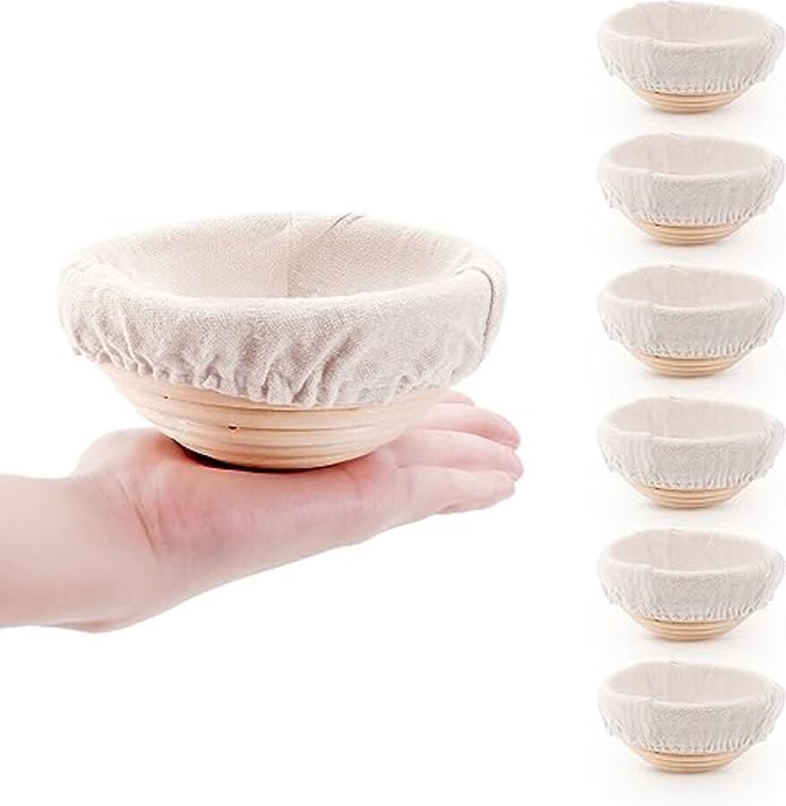 Mini Brooddeeg Proofing Mand en Liner Set van 6 Ideaal voor Zuurdesem Bakken