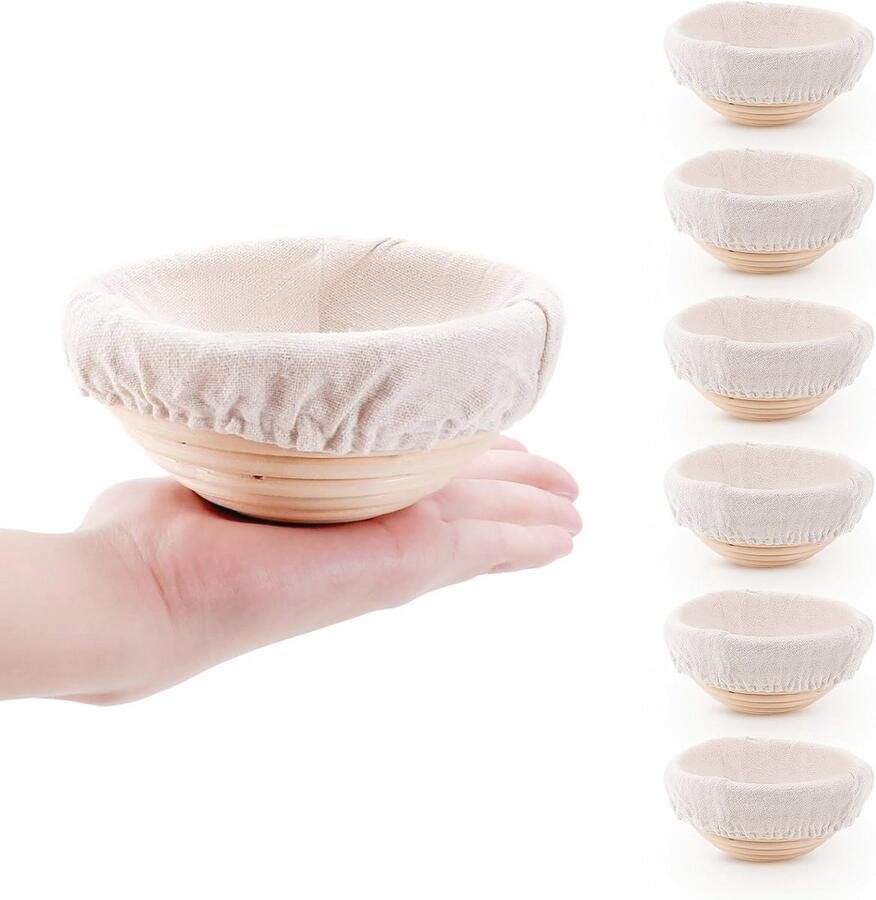 Mini Brooddeeg Proofing Mand en Liner Set van 6 Ideaal voor Zuurdesem Bakken