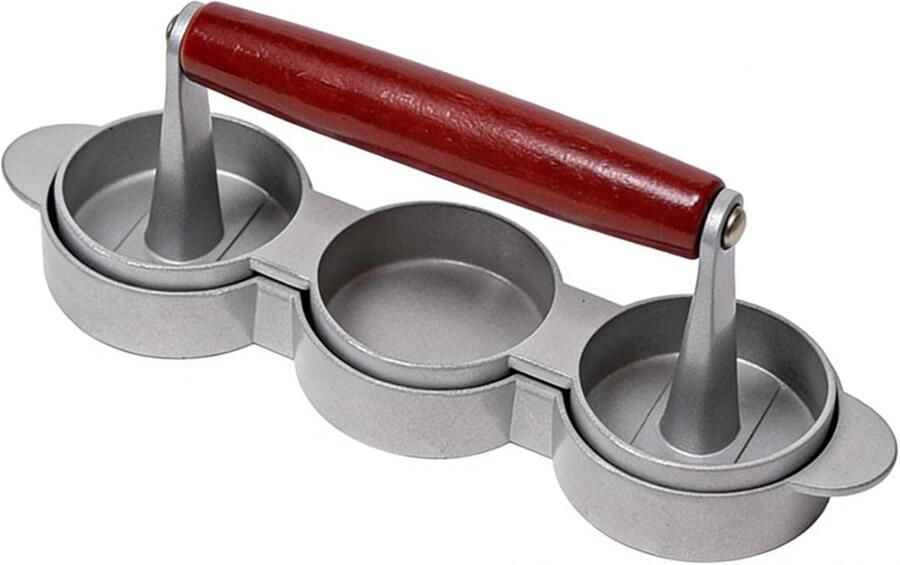Mini Burgerpers Patty Maker Hamburgers Maken Maakt 3 Stuks 21.5 cm Zilver