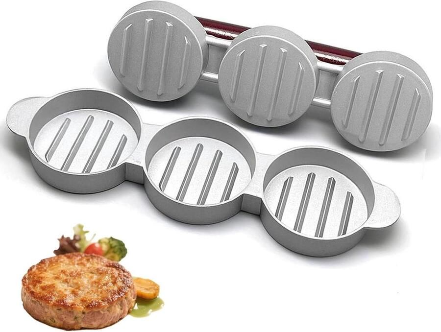 Mini Burger Press Slider Press Mini Burgers Maken Maakt Drie Patties 3 Patties Zilver