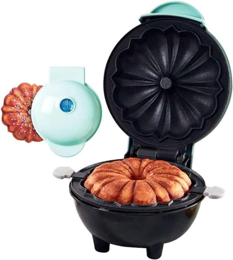 Mini Cake Maker Apparaat voor Gebakjes Desserts Bakken Dubbelzijdige Verwarming 16.5 cm Blauw