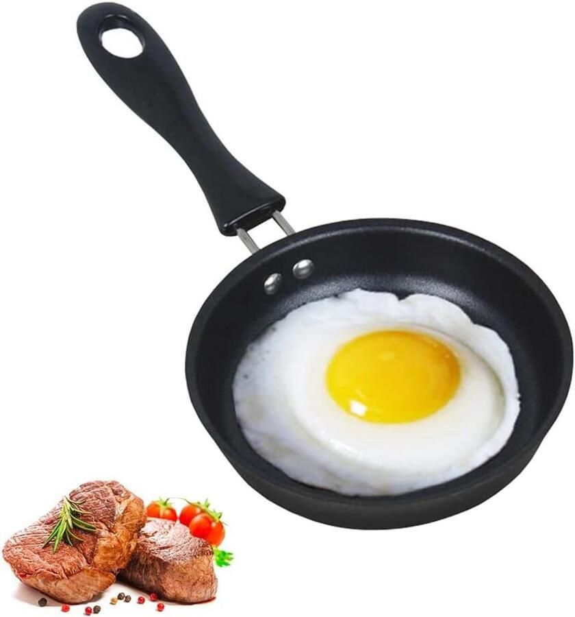 Mini Casserole Koekenpan Klein Ontbijt Maken Superieure Anti-aanbaklaag 12 cm Zwart