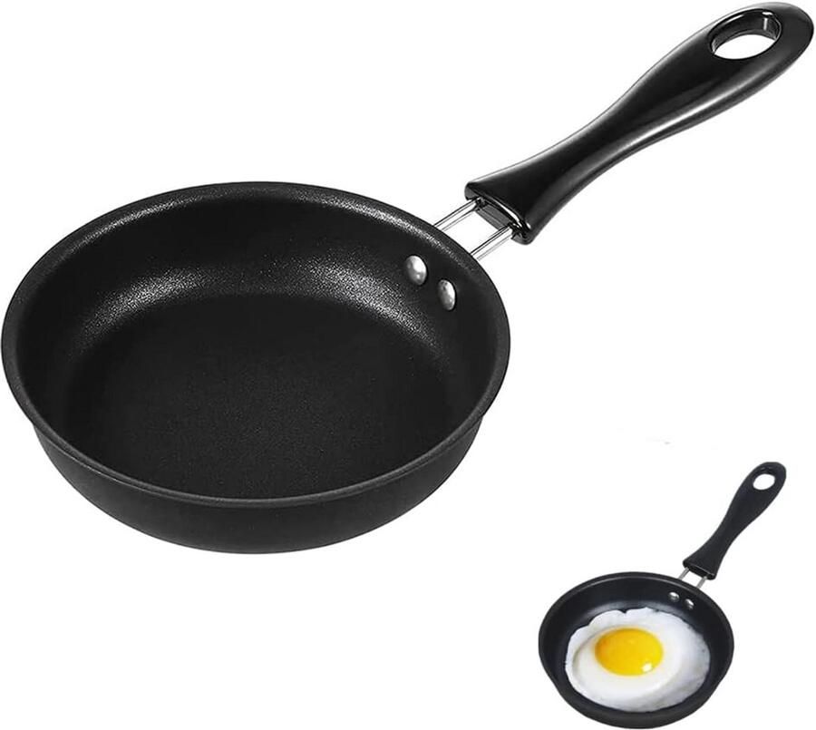 Mini Casserole Koekenpan Ontbijt Bereiden Antiaanbaklaag 12 cm Zwart