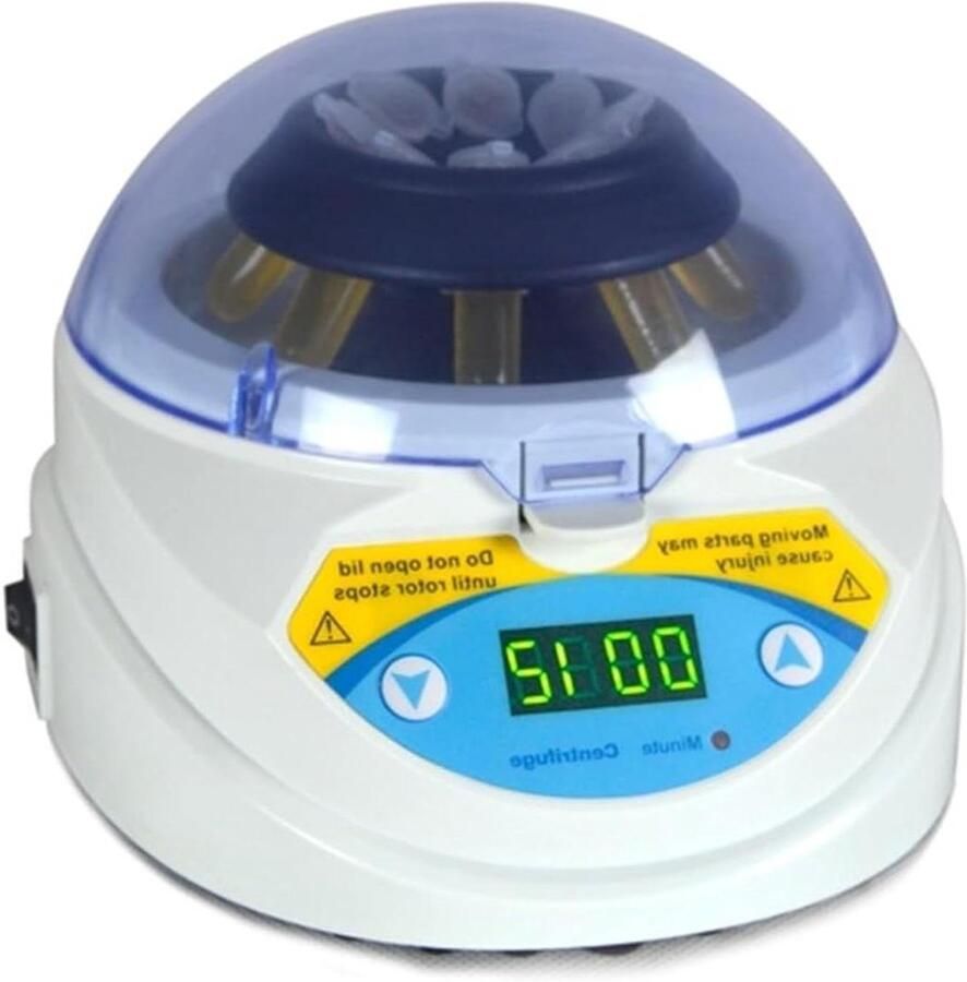 Mini Centrifuge Laboratorium Instrument Onderzoek Monsters Eén Hand Bediening 8 Buis Houders Wit