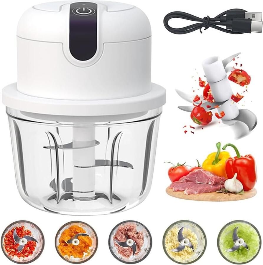 Mini Chopper met USB Aansluiting Draadloze Elektrische Groente- en Uienhakker 350ml voor Fruit Noten Vlees en Knoflook - Foto 1