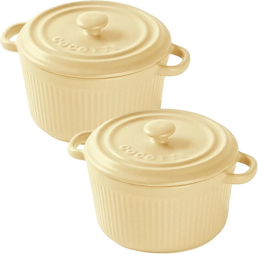 Mini Cocotte Set van 2 400 ml Keramisch Geschikt voor Air Fryer ShopVlot